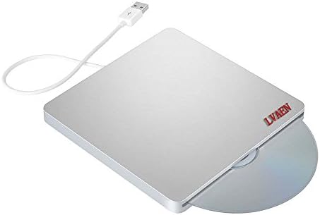 Lvaen External DVD Drive, USB 2.0USB External Slot DVD VCD CD RW Drive Burner Superdrive for Apple Macbook Pro Air iMAC-Silver