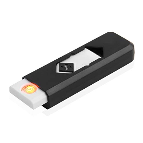 Electronic Cigarette Lighter, Atian USB Rechargeable Lighter with Keychain Touch Ignition Lighter Double Sided Windproof Plasma Flameless Lighter for Candle,Push-Out USB Socket No Data Line Required - Thumbnail 2