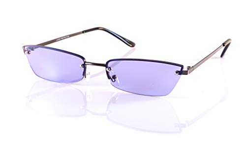 FBL Extended Rectangle Cat-Eye Semi Rimless Flat Lens Color Sunglasses A237