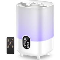 Humidifier, Large Capacity, UV Light Disinfectant, Negative Ion Emission, Ultrasonic Humidifier, Tabletop, Fill Water From Top, Hardened to Empty Firing Prevention, Leak Proof, Dryness Prevention, Hay