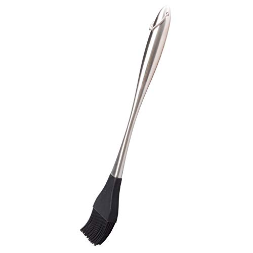 MUZOCT 2Pcs 12" BBQ Basting Brush Silicone Bristles Stainless Steel Handle Pastry Baking Brush with 4pcs Brush Head