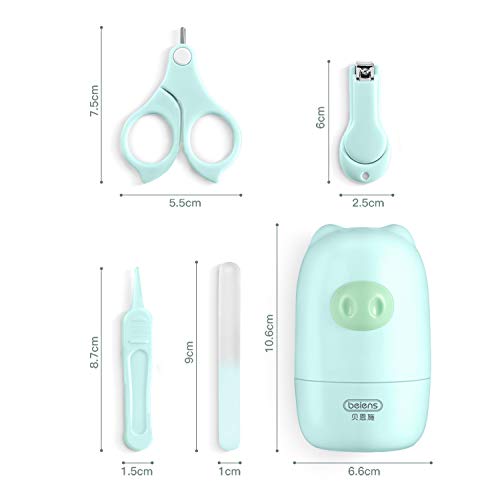 Baby Nail Kit, Scissors, Clipper, Nail File, Tweezers 4 in 1, Safety Baby Grooming Kit with Cute Case for Newborn,Infant,Toddler,Kids