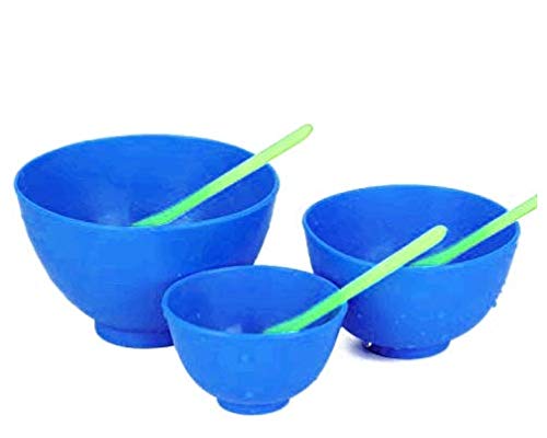 BONEW 3PCS Flexible Rubber Mixing Bowl +3 Spatulas Dental PVC Rubber Mixing Bowl for Alginate and Plaster Materials