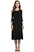 Misakia Women's 3/4 Sleeve Casual Loose Solid Midi T-shirt Dress (Black XL)