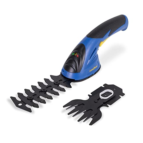 Goodyear - Lithium-Rasenmaeher Schere 1,5 Ah 3,6 V Elektrische Gartenschere 2 in 1 1.100 U/min. Schere fuer Buesche