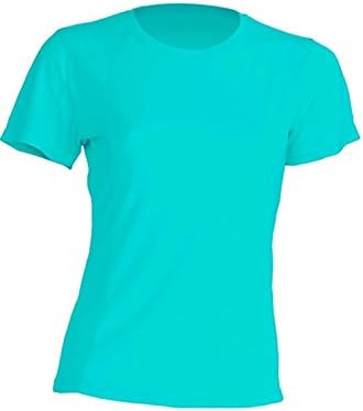 FRESH TEE Women's Crew Neck Short Sleeve Sport T-Shirt (X-Large, Turquise)