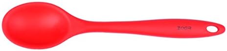 ZOER Premium Silicone Mixing Spoon (27cm x 6cm) with Hygienic Solid Coating (Cherry Red)