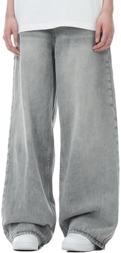 Y2k Baggy Jeans Men Women Wide Leg Grey Skater Jeans Vintage