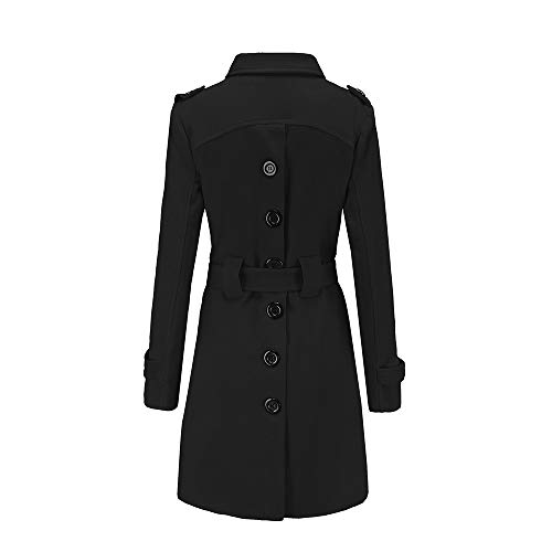 Overcoat for Women, Misaky Casual Winter Warm Woolen Coat Trench Parka Jacket Belt Outwear(BlackÂ , Small)