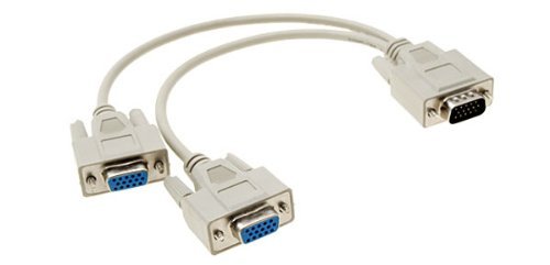 Importer520 For VGA Gold 1 Male to 2 Female Video Splitter Cable, White