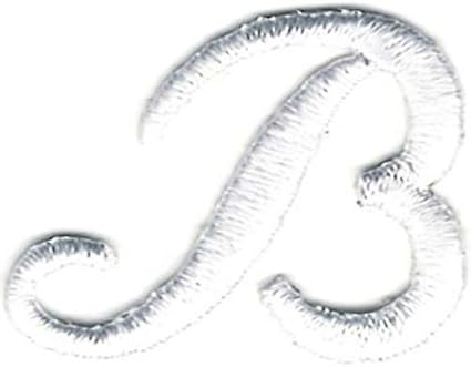 Amazon Com 1 X1 1 8 Fancy White Script Cursive Alphabet Letter B Embroidered Patch