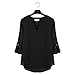 HIMONE Women's Blouses V Neck Cuffed Sleeve Blouse Shirts Tops