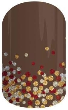 Jamberry Nail Wraps - Apple Cider - HALF Sheet - Sparkle Dots on Brown - Autumn Seasonal Fall Holiday…