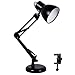 Architect Table Lamp, Swing Arm Desk Lamps Heavy Base with Extra C-clamp Mount, Metal Swing-Arm Task lamp for Studio/Office Bedroom Study, Black