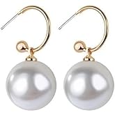 HUGE TOMATO Large Pearl Drop Earrings, 20mm 18K Gold Plated Drop Earrings with Allergy-free Clasp for Gift
