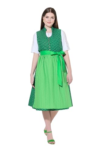 Ulla Popken Dirndl, Cuello alzado, botón Decorativo, sin Mangas Verde Hierba 48 840154426-48