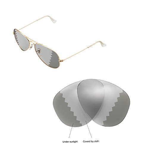 Walleva Replacement Lenses for Ray-Ban Aviator Large Metal RB3025 58mm Sunglasses - 6 Options Available (Transition - Polarized) - Thumbnail 5