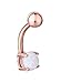 Regetta Jewelry 14g Stainless Steel Rose Gold Plated Synthetic White Opal Belly Button Ring
