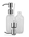 4-Ounce White Frosted Glass Pump Bottles with Stainless Steel Pumps (4-Pack); Boston Round Bottles Lotion and Soap Dispensers for Aromatherapy, Personal Care, and Household Use
