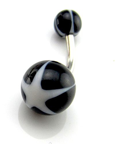 CrazyPiercing Wholesale Lot of 50pcs Belly Navel Button Rings Bar Barbells Ball Acrylic Steel