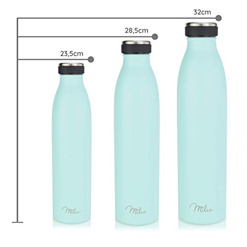 Milu Edelstahl Trinkflasche 350ml 500ml 750ml 1L 1,5L Thermosflasche, Isolierte Wasserflasche, Auslaufsichere Isolierflasche doppelwandig, Kohlensäure geeignet inkl. Reinigungsbürste (Mint, 1000ml) – Bild 7