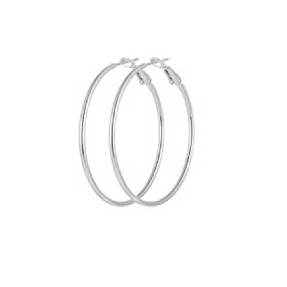 100mm Large Hoop Earrings For Womens Girls Stainless Steel Round Huggie Geometric Big Hoops 14K Gold/Rose Gold/Silver Plated Fashion Gifts Jewelry Hypoallergenic for Sensitive Ears (Silver)