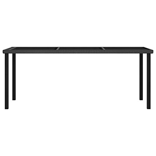 vidaXL Garten Esstisch Gartentisch Terrassentisch Balkontisch Gartenmöbel Tisch Outdoor Terrasse Schwarz 180x70x73cm Poly Rattan Stahl Glas – Bild 3