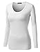 Doublju Fitted Round Neck T-Shirt Top with Chest Pockets White Large