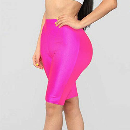 Womens Tummy Control Fitness Workout Running Bike Shorts Bicycle Biking Yoga Shorts Pants Activewear Cycling Leggings (Hot Pink,S) - Thumbnail 3