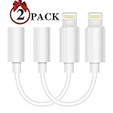 iPhone Headphone Adapter, iPhone 7/7Plus Adapter Headphone Jack, 2 Pack Lightning to 3.5 mm Headphone Jack Adapter Compatible with iPhone 7/7 Plus Accessories(iOS 10.3)