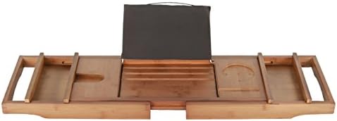 Bamboo Luxury Bathtub Tray, Wooden Bathtub Caddy, Bathroom iPad, Phone, Book, Wine Holder. (2728)