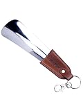 Mudder Stainless Steel Metal Shoe Horn With Leather Strap and Key Ring For Men, Women, Kids, Seniors