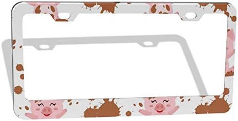 ナンバーフレーム ピンクのブタ ナンバープレート 錆びにくい レクサス 車用 大型家電 前後2枚セット タグホルダー アルミ製 ペット用品 掛けやすい 錆びにくい 装飾ボーダー 普通車 軽自動車適用 アクセントナンバー フレームセット 16 31cm B0x1x759 新作製品 世界