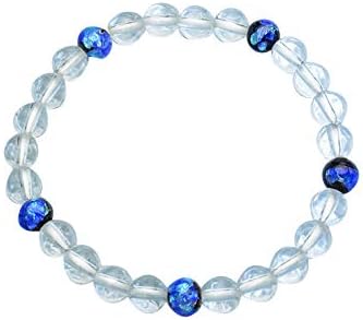 Amazon 仏縁堂ブランド 国産ブレスレット 琉球ブルーホタル石 水晶7mm珠 トンボ玉 クリスタルクォーツ 数珠ブレスレット 仏縁堂 インテリア 通販