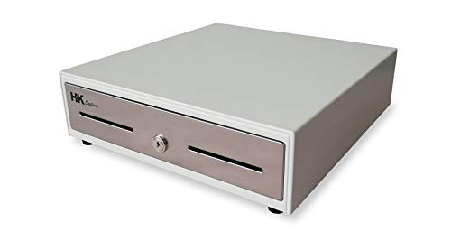 HK SYSTEMS 13" Heavy Duty Compact White Manual Push Open Cash Drawer with 4 Bill /5 Coin Till Stainless Steel Front - Thumbnail 3