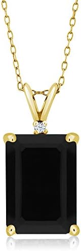 Gem Stone King 18K Gold Plated Birthstone Earrings Set - 6MM Round Gemstone With Diamond Pendant & 18 Inch Chain