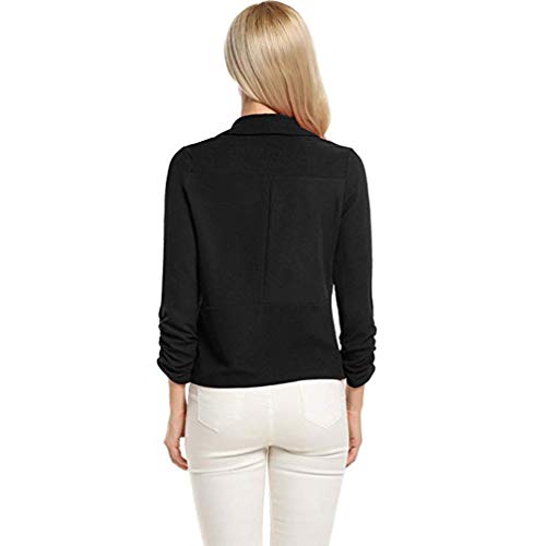 Pervobs Coat&Jacket, Clearance! Women Elegant 3/4 Sleeve Blazer Open Front Short Cardigan Suit Jacket Work Office Coat (L, Black)