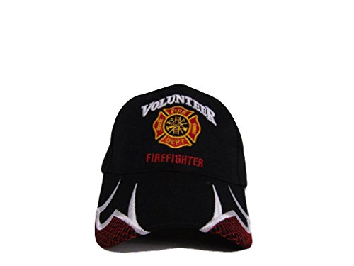 Black Volunteer Firefighter Fire Fighter Dept. Department Baseball Cap Hat