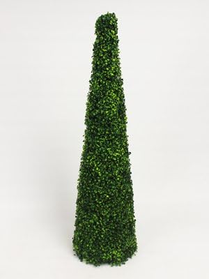 Blooming Artificial - Artificial Boxwood Cone Topiary Tree, UV Stable Outdoor Use Artificial Trees, Two Tone Green Boxwood Foliage Topiary Tree, Realistic Garden Topiary (120cm / 4ft)