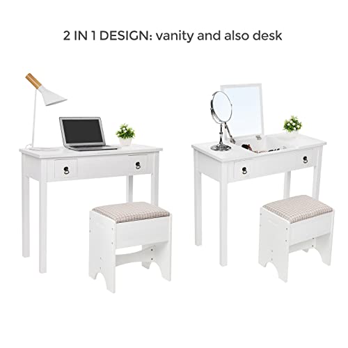VASAGLE Makeup Vanity Set with Flip Top Mirror Makeup Vanity Dressing