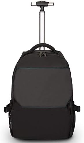 XHHWZB Lightweight Business Travel Wheeled Rolling Laptop PC Tablet Computer Trolley Backpack Suitcase Hand Luggage Cabin Approved Bag Case Organiser with Overnight Compartment, Black