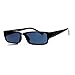 Mens Small Face Snug Fit Color Lens Rectangular Plastic Frame Sunglasses Black