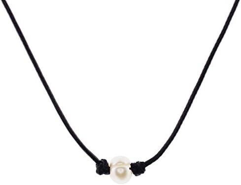 Joy of Giving Single Simulated Pearl on 15" Cord Necklace (Black)