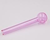 MFHX Handmade Stained Glass items, Oil Burners, 4.7 inches long, Thick Glass (2Pcs, Pink)