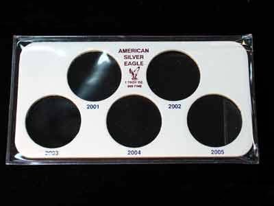 Cardboard Holder with Sleeve 2001-2005 Silver Eagles
