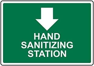 Fr75en Hand Sanitizing Station [Down Arrow] Sign Sign Warning Signs Danger Private Property Sign Metal for Outdoor Pre Drilled Safety Metal Signs