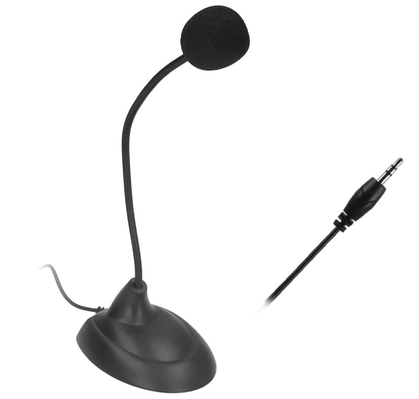 Septpenta Desk Microphone for Computer, 3.5 MM PC Microphone Voice Chat, Deformation Metal Gooseneck, Anti Interference Sound Quality Is Clear and Natural Suitable for Office, Conference
