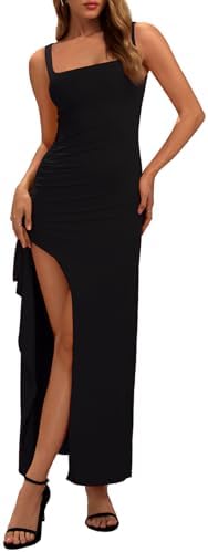 makemechic women's sleeveless split ruched halter party cocktail long dress MAKEMECHIC Womens Sleeveless Split Ruched Halter Jamaica