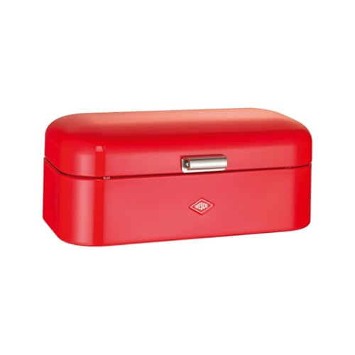 Wesco Grandy Brotkasten in der Farbe rot, pulverbeschichtetes Stahlblech, Lüftungslöcher und stabiler Handgriff, 41 x 25,5 x 16,5 cm
