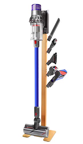 XIGOO Storage-Stand-Docking-Station-Holder for Dyson V11 V10 V8 V7 V6 Cordless Vacuum Cleaners & Accessories, Stable Metal Organizer Rack, Brushed Gold